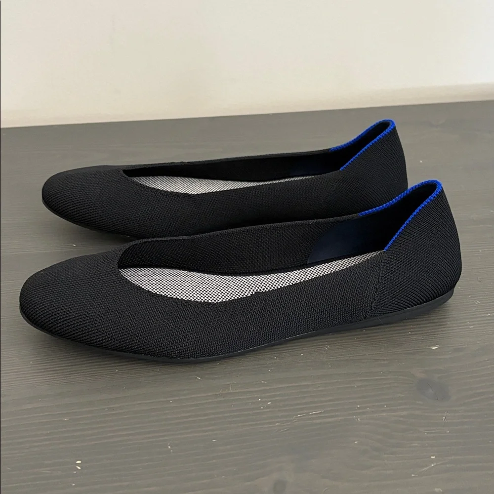 Rothy's The Square Flats Womens Black Minimalist Neutral Slip On Knit Size 10 - Picture 3 of 12